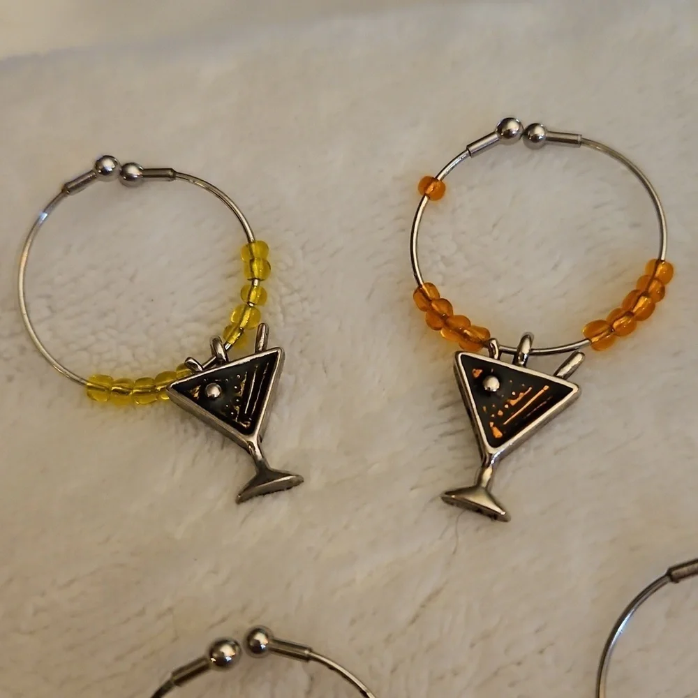 3/$30 Vintage Set of Five Colorful Beaded Martini Glass Charms